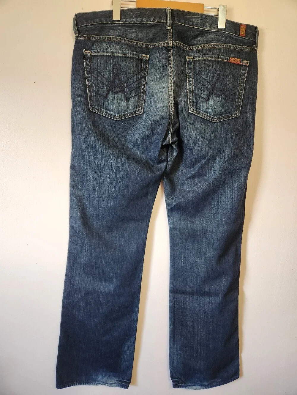 ​7 For All Mankind "A" Pocket Men's Jeans Sz 38 Made in USA Distressed Bootcut - Picture 3 of 14
